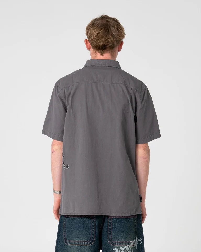 Rusty Spray N Pray Graphic Check Shirt l Steel