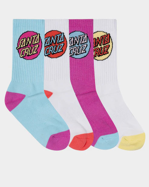 Santa Cruz Other Dot Girls Crew Sock-4 Pack