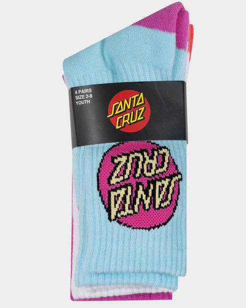 Santa Cruz Other Dot Girls Crew Sock-4 Pack