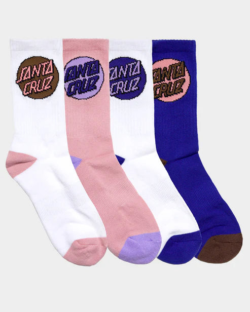 Santa Cruz Womens Crew Dot Sock- 4 Pack