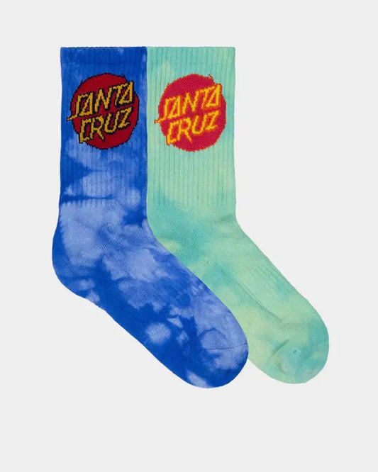 Santa Cruz Boys Teal Tye-Dye Crew Sock-2 Pack