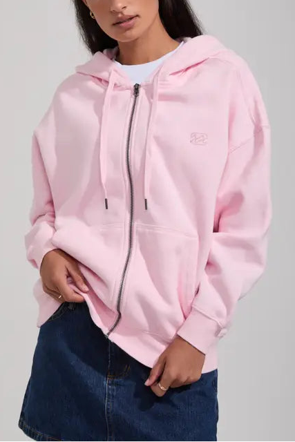 Billabong wave essentials zip thru hood-Pink