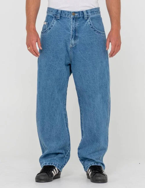Rusty Flip Daddy Tapeless Baggy Jean-Middy Blue