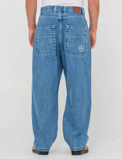Rusty Flip Daddy Tapeless Baggy Jean-Middy Blue