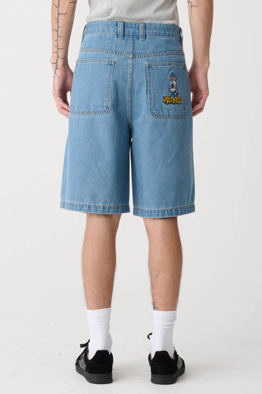 Xlarge PEACE MAN BULL DENIM SHORT - MID BLUE DENIM