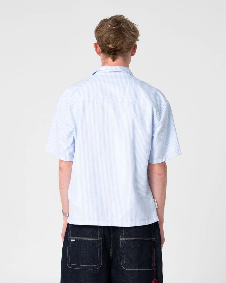 Rusty Morning Glory Graphic Button Up l Sky Blue