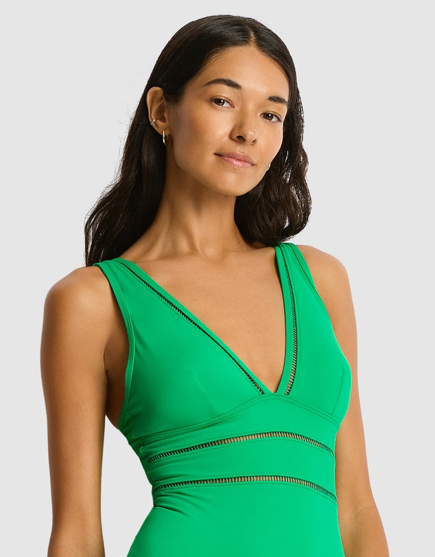 Sea Level Green Spliced One Piece