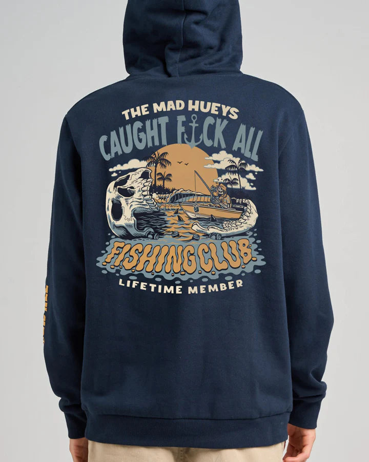 Mad Hueys Caught Fk All Jaw Fishing Pullover l Navy