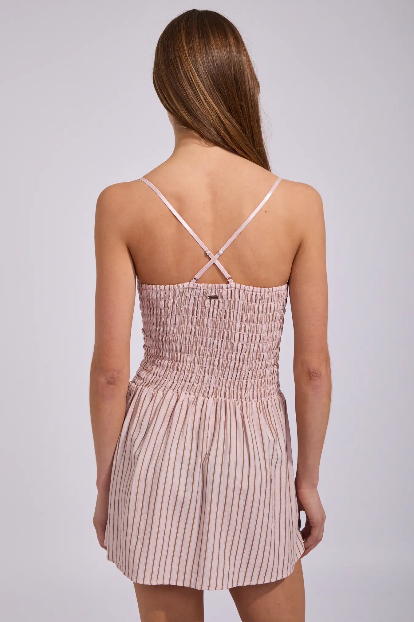 Rusty Mimi Smocked Stripe Pink Mini Dress