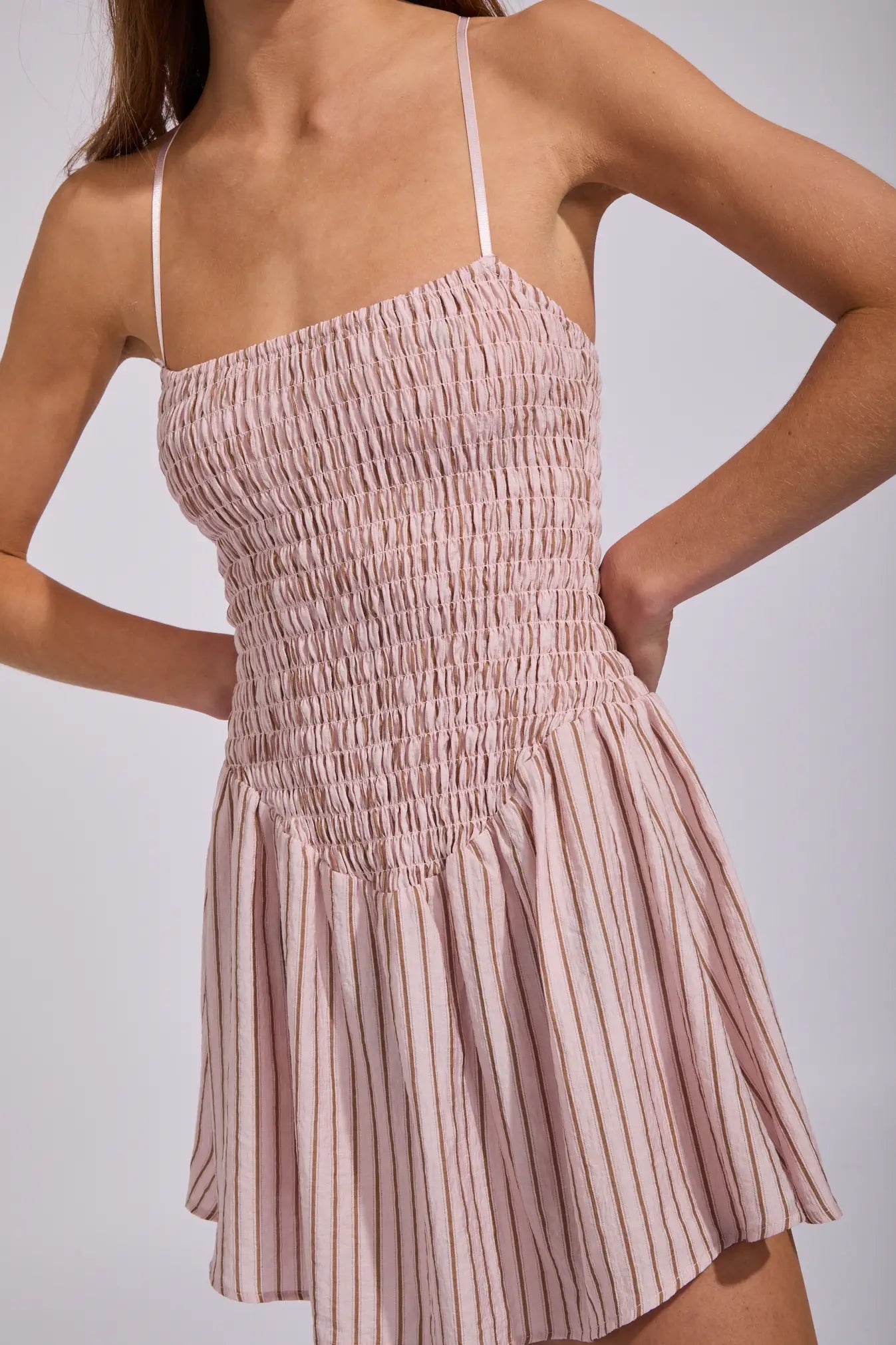 Rusty Mimi Smocked Stripe Pink Mini Dress