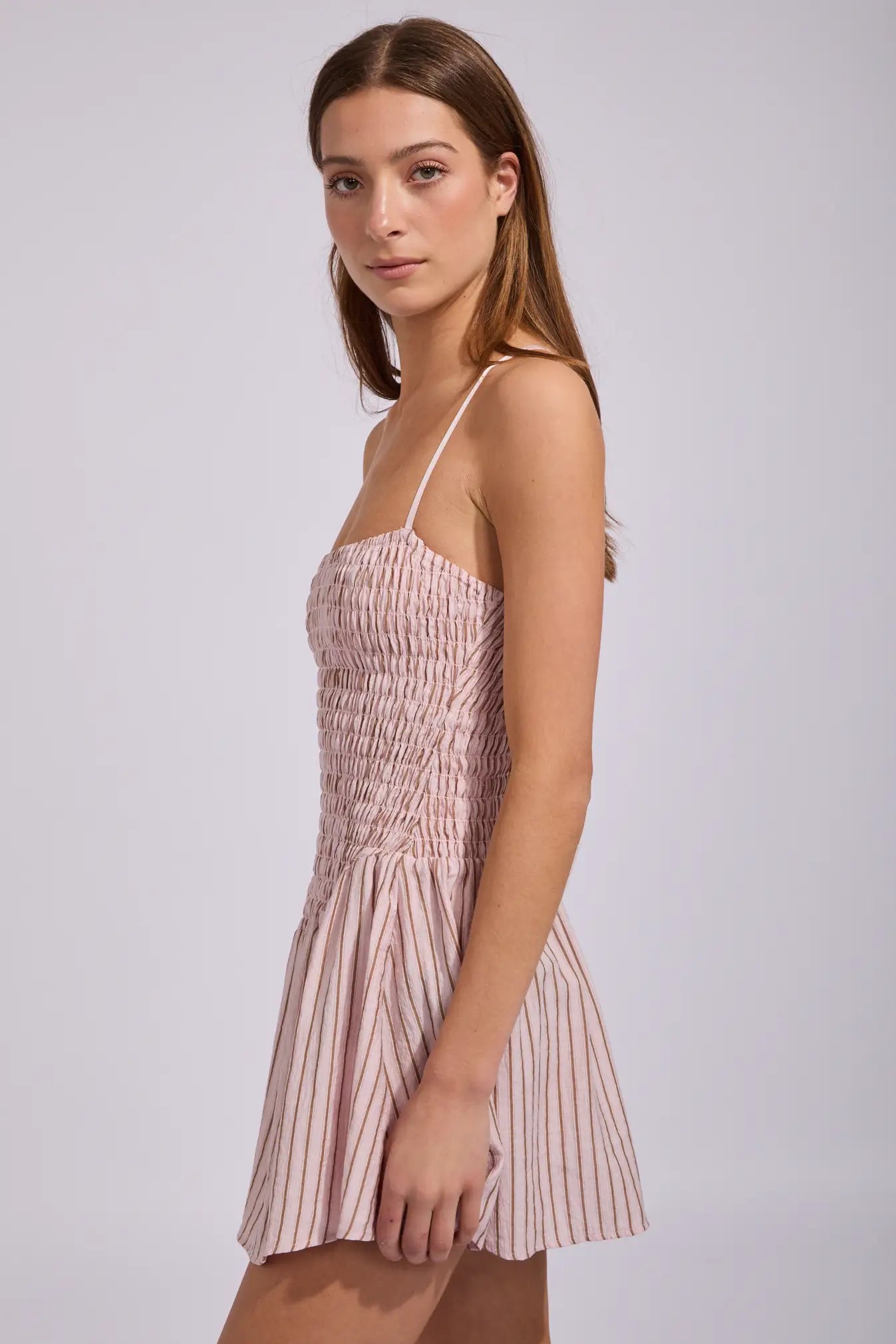 Rusty Mimi Smocked Stripe Pink Mini Dress