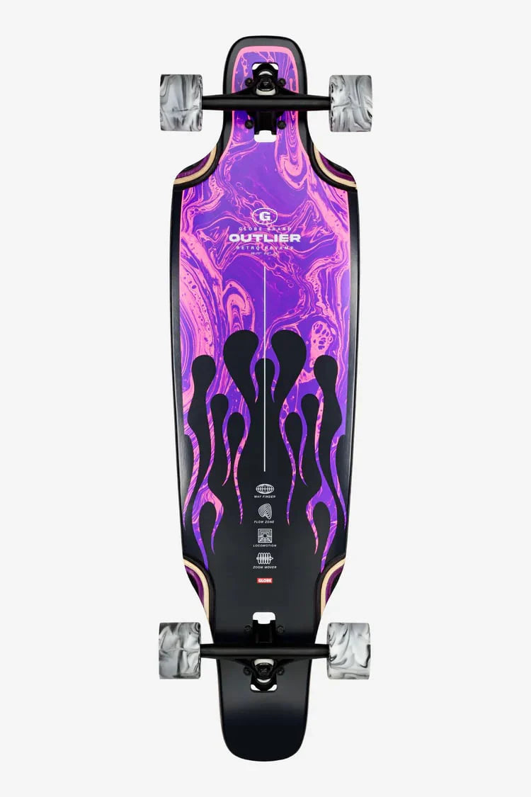 GLOBE Globe Outlier Drop Through Longboard Purple Flames 36"