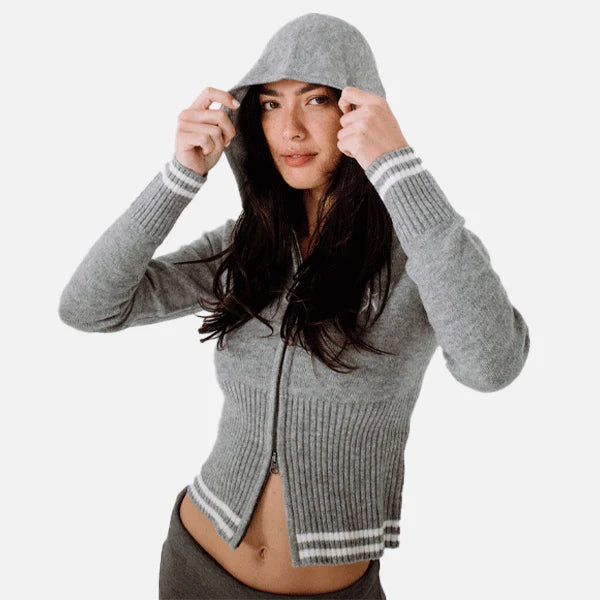 Rusty Devil Girl Knitted Zip Thru Hood