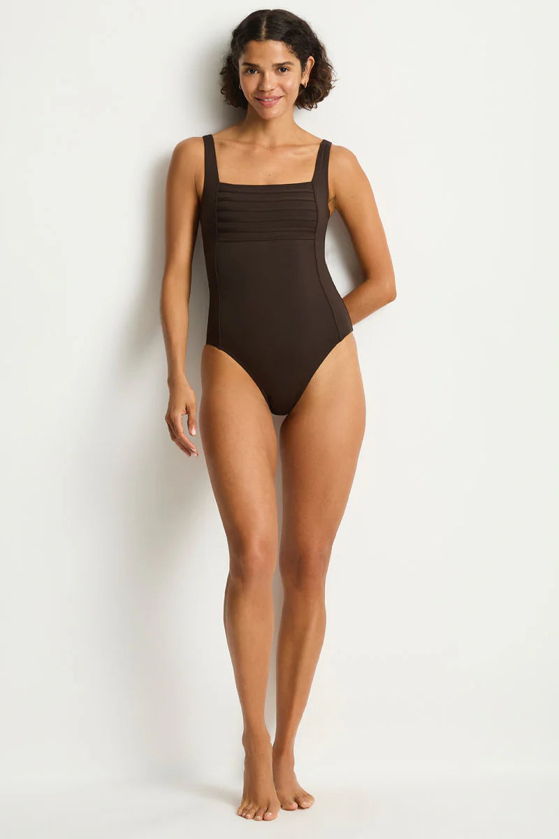 Sea Level De Luxe Square neck Bralette One Piece l Espresso