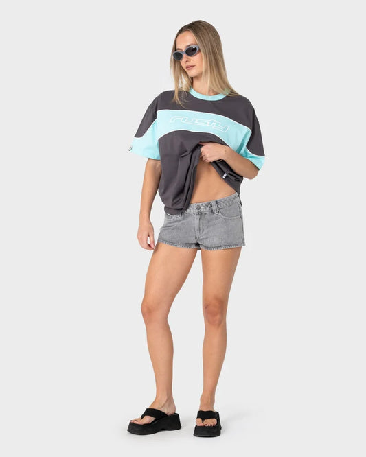 Rusty Kinetic OS Graphic Tee l Carbon/Aqua