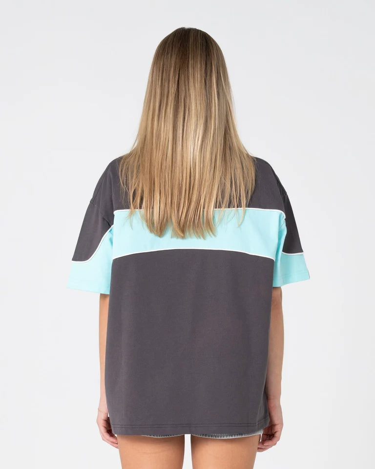 Rusty Kinetic OS Graphic Tee l Carbon/Aqua