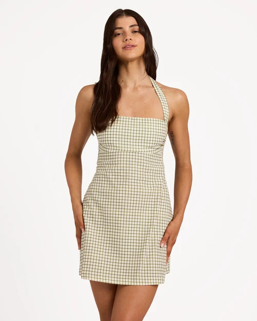Billabong Break Line Halter Mini Dress l Salt Crystal
