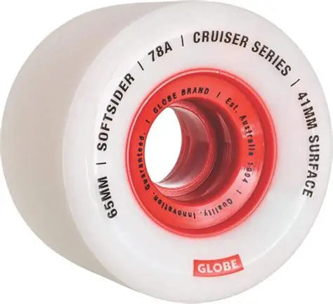Globe Softsider Cruiser Wheel 65mm 4 Pack - White/Red