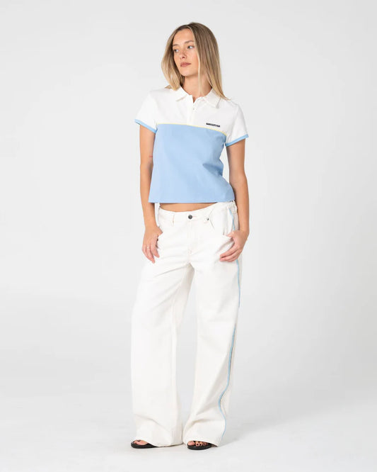 Rusty Flip Mommy Low Rise Baggy Jean l White