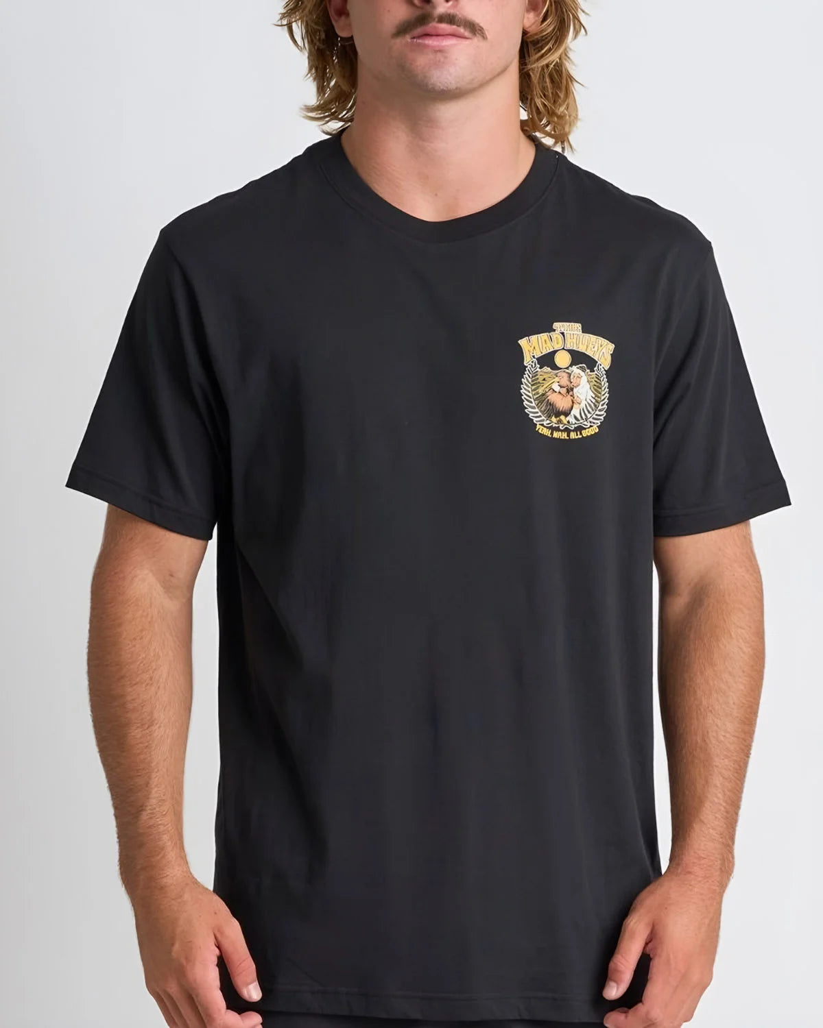 The Mad Hueys Yeah Nah NZ Tee in Black