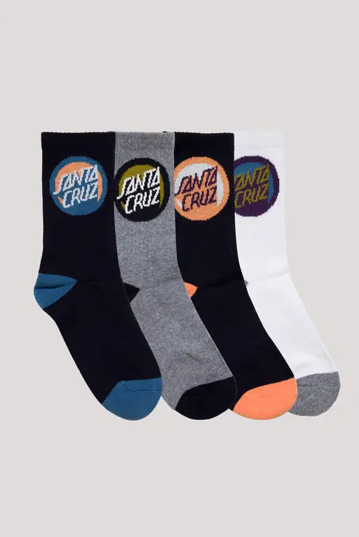 Santa Cruz Youth Bold Shadow Dot Sock 4 Pack