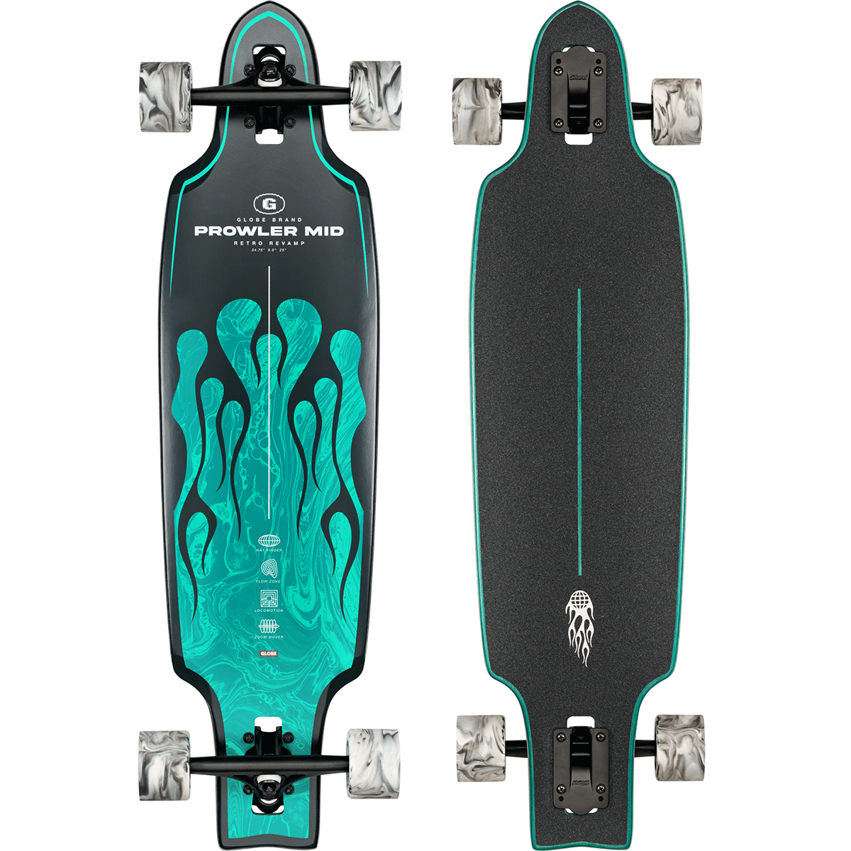 Globe Prowler Mid Longboard Green Flames 34